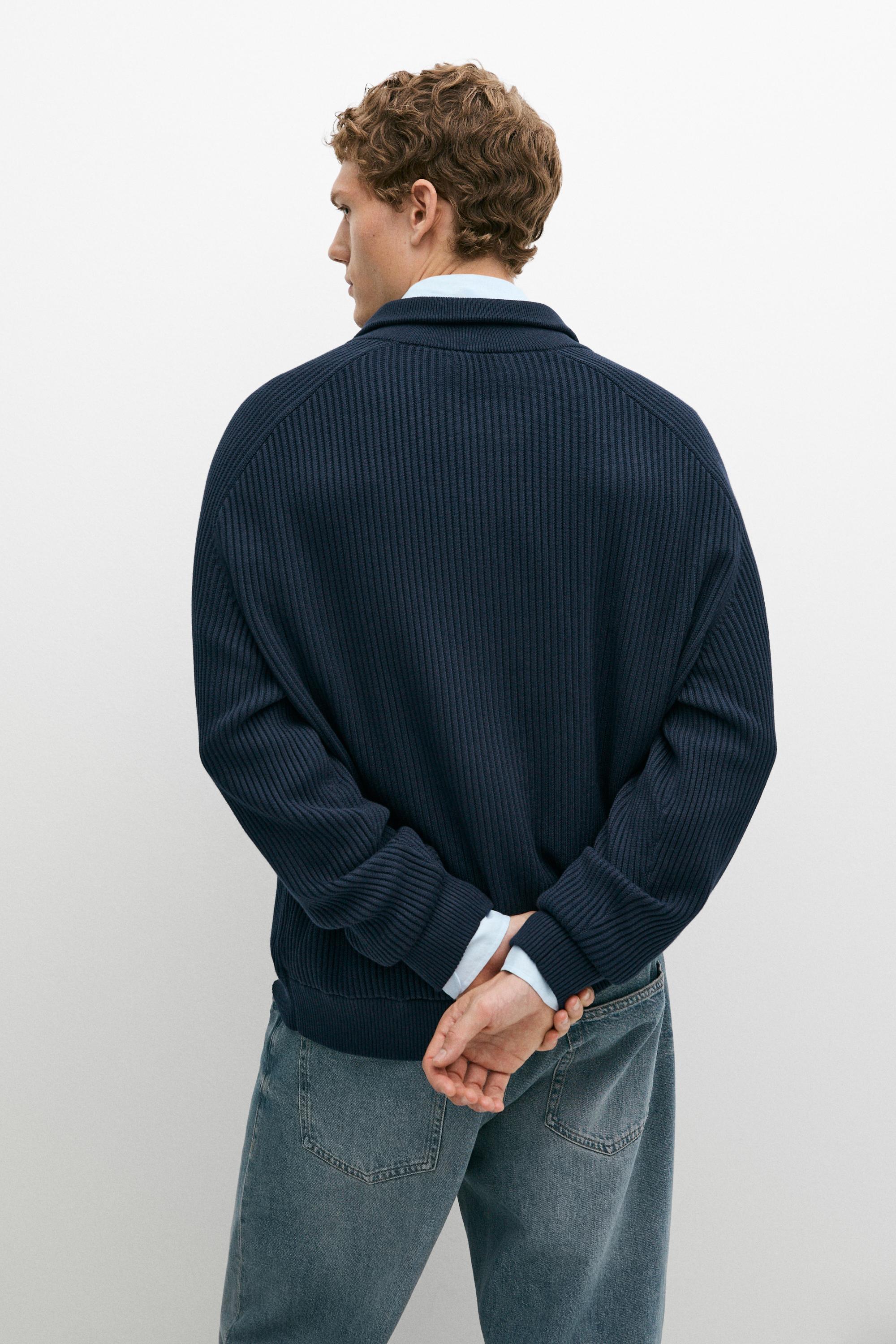 100% cotton ribbed knit cardigan